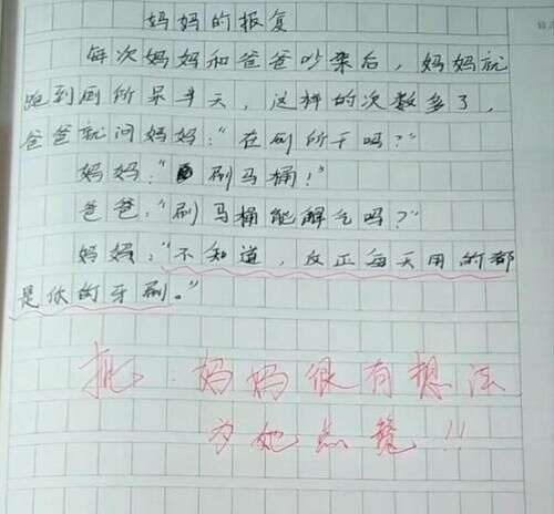 小学生作文 妈妈的报复 火了 网友被逗笑 老师妈妈很有想法 楠木轩