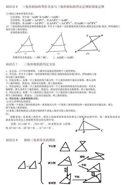 初中数学 相似三角形中13个知识点 6大常考经典例题解析 收藏 楠木轩