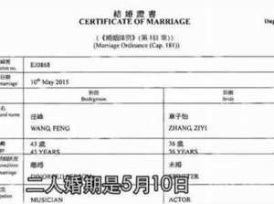 章子怡結婚證書曝光 結婚日期大有玄機