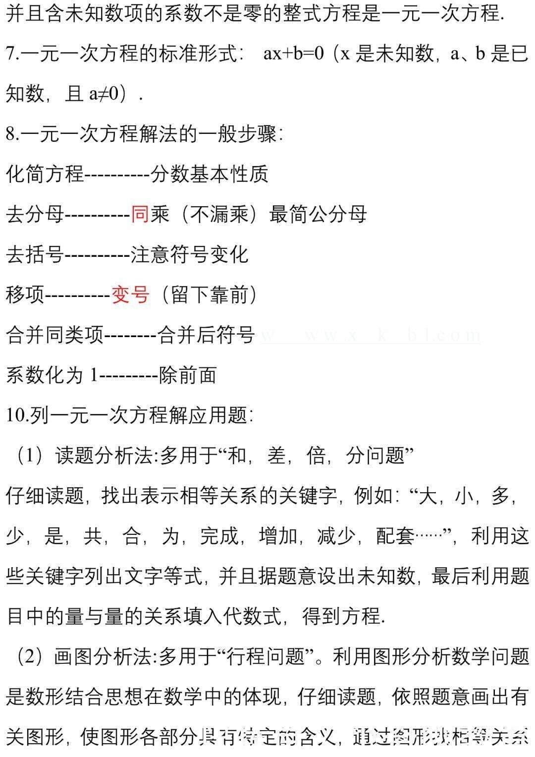 初一数学期中考复习重点知识划重点 考前赶紧看看 楠木轩